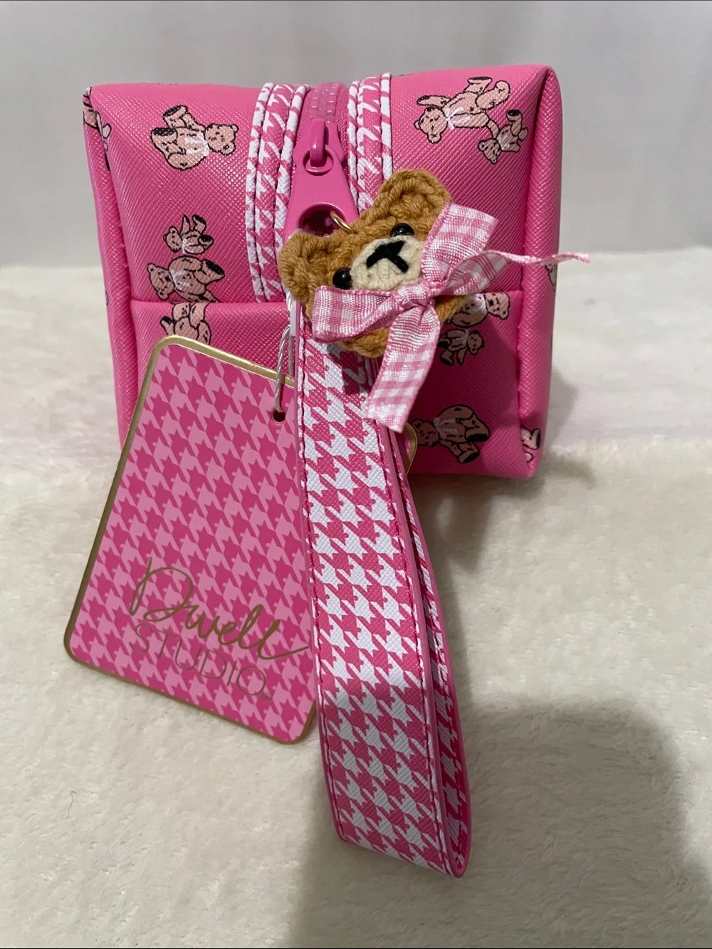 NEW 🆕 DwellStudio Pink Teddy Print Cosmetic Pouch